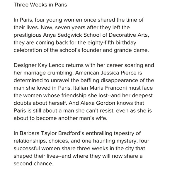 Barbara Taylor Bradford: Three Weeks in Paris (Paperback) - Picture 5 of 5